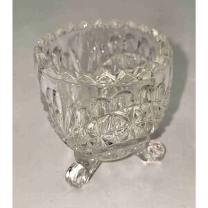 Vintage Clear Cut Glass Footed Style Crystal Bowl Trinket Dish